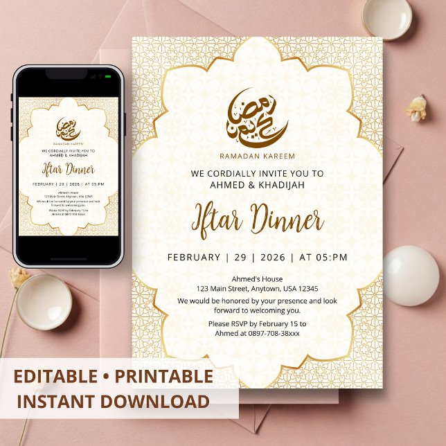 Invitación a la cena de Iftar de Ramadán con encaj (Subido por el creador)