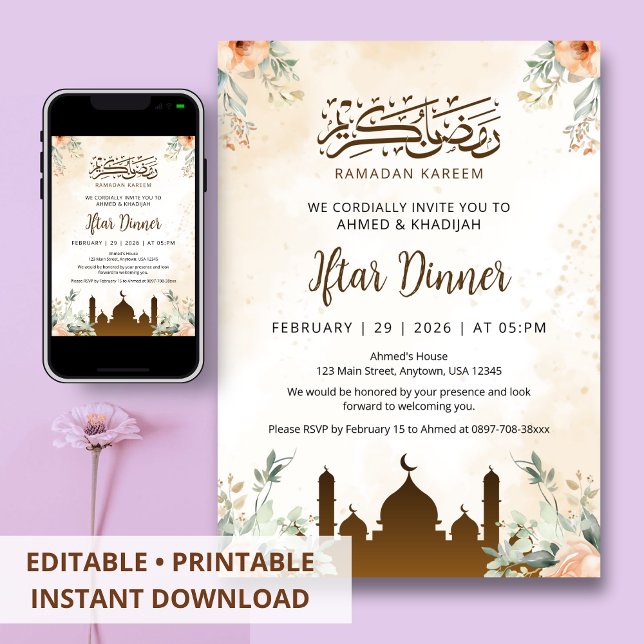 Invitación a la Cena de Iftar de Ramadán con Flor  (Subido por el creador)
