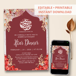 Invitación a la cena de Iftar de Ramadán floral ro