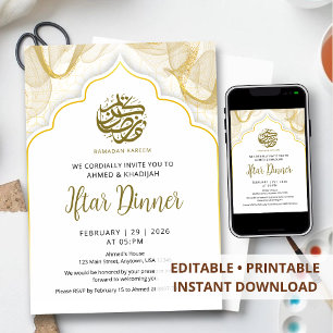 Invitación a la cena de Iftar del arco blanco mode
