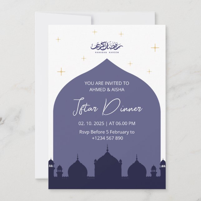 Invitación a la cena de Iftar mezquita azul ramada (Anverso)