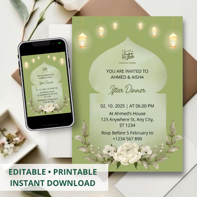 Invitación a la cena de Iftar mezquita de flores d (Subido por el creador)