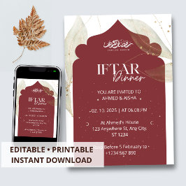 Invitación a la cena de Iftar mezquita marrón rama