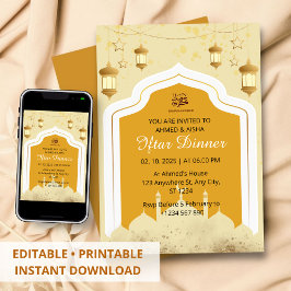 Invitación a la cena de Iftar naranja de la mezqui