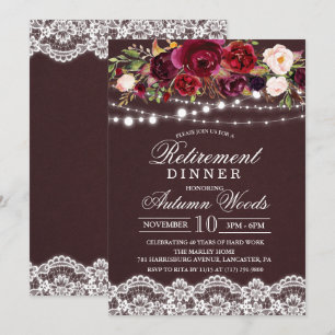 Invitación a la cena de jubilación floral de otoño