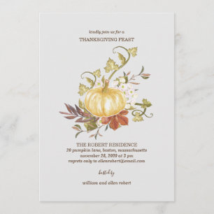 Invitación a la cena de la calabaza floral de Acci