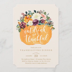 Invitación a la cena de la calabaza floral de Acci