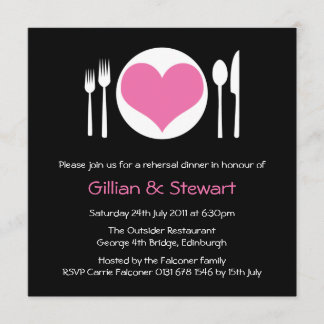 Invitación a la cena de la cena de color rosa de l