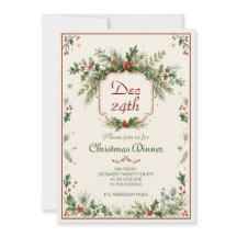 Invitación a la cena de la fiesta de Navidad vinta