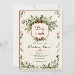 Invitación a la cena de la fiesta de Navidad vinta