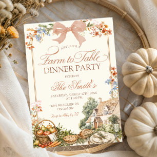 Invitación a la cena de la granja floral de la gra