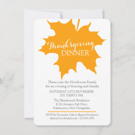 Invitación a la cena de la hoja de arce de agradec
