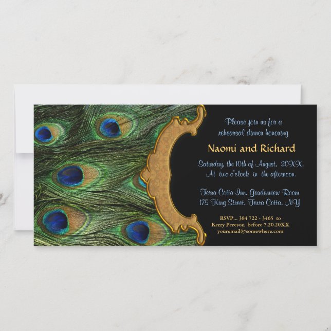 Invitación a la cena de la pluma de pavo real (Anverso)