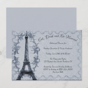 Invitación a la cena de la Torre Eiffel Azul