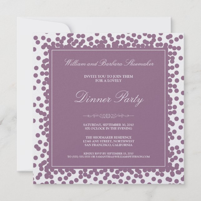 Invitación a la cena de Lavender Confetti (Anverso)