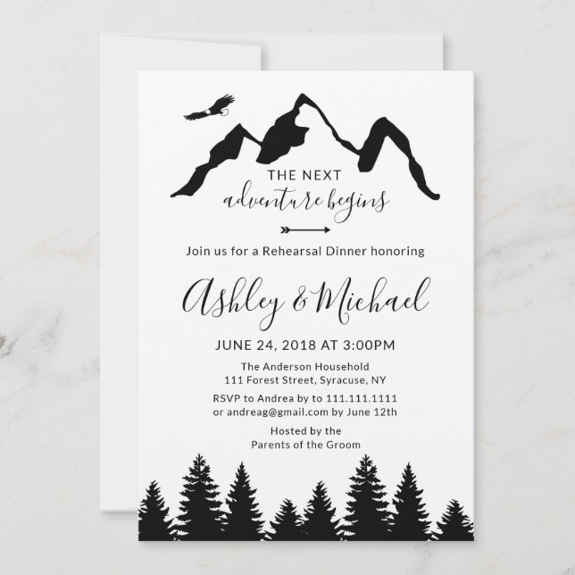 Invitación a la cena de los ensayos de Adventure M (Anverso)