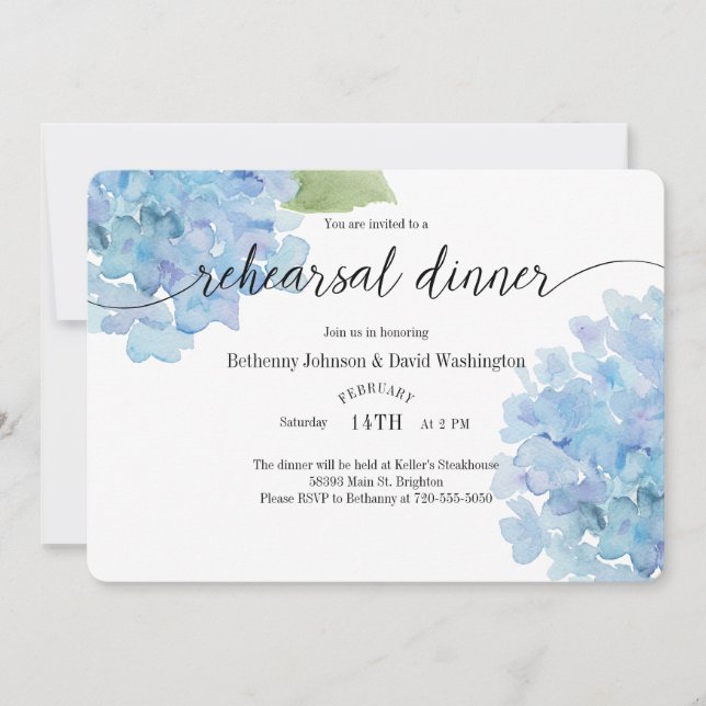 Invitación a la cena de los ensayos de hidrangea a (Anverso)