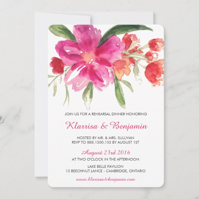 Invitación a la cena de los ensayos de las flores  (Anverso)