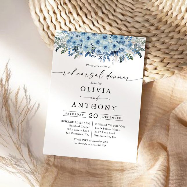 Invitación a la cena de los ensayos florales Blue  (Subido por el creador)