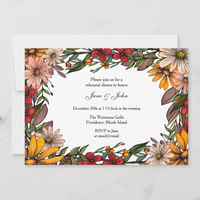 Invitación a la cena de los ensayos florales de ot (Anverso)