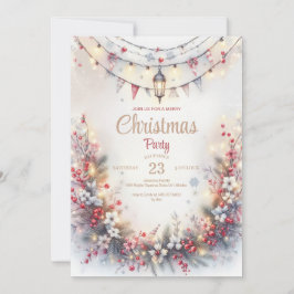 Invitación a la cena de los Navidades de acuarela