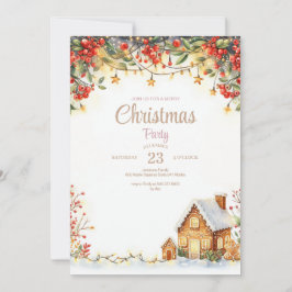 Invitación a la cena de los Navidades de acuarela