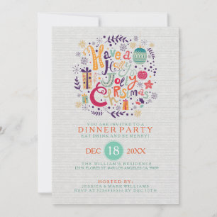 Invitación a la cena de los Navidades Retro Holly