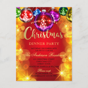 Invitación a la cena de los Navidades Shiny Bauble