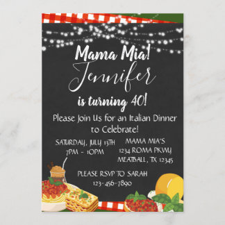 Invitación a la cena de Mama Mia italiana