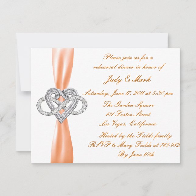 Invitación a la cena de naranja Infinity Heart Tes (Anverso)