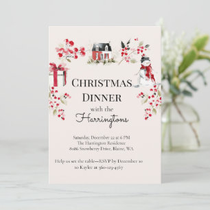 Invitación a la Cena de Navidad con Acuarela
