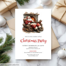 Invitación a la cena de Navidad con acuarela de Sa
