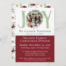 Invitación a la cena de Navidades de algodón flora