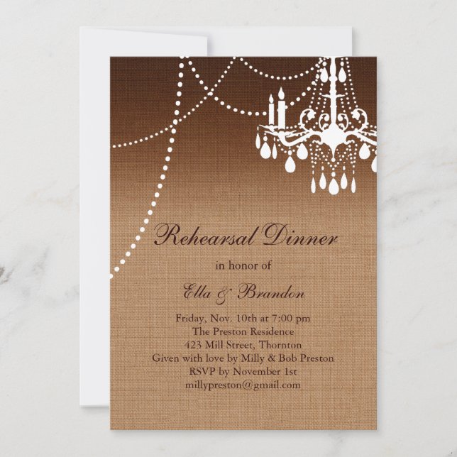 Invitación a la cena de Ombre Chandelier (Anverso)