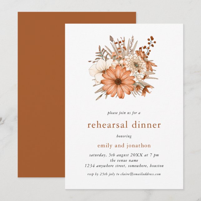 Invitación a la cena de otoño en Florals (Anverso / Reverso)