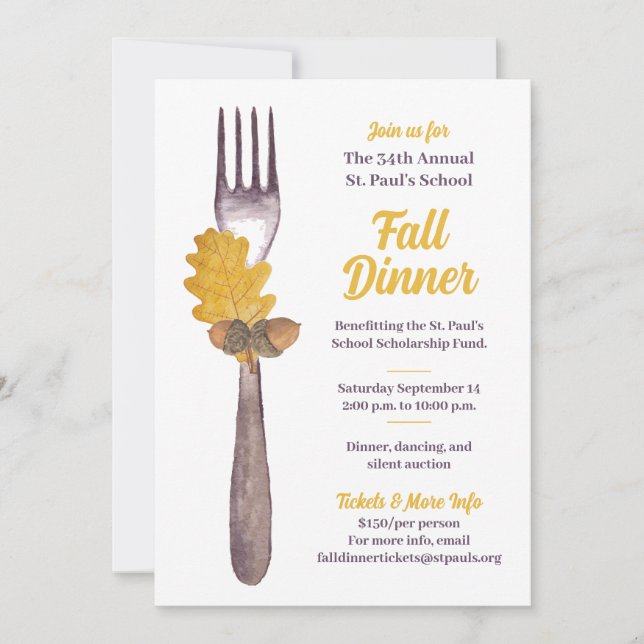 Invitación a la Cena de Otoño o Evento de Otoño (Anverso)