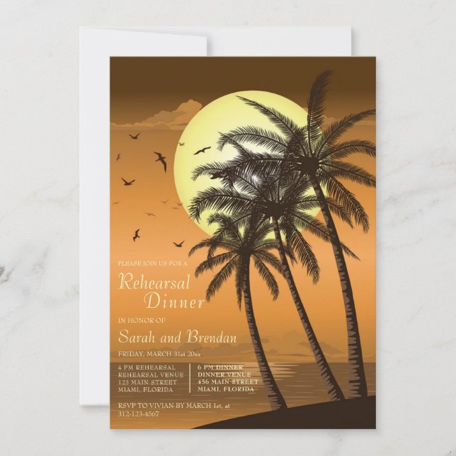 Invitación a la cena de Palm Beach Tropical (Anverso)