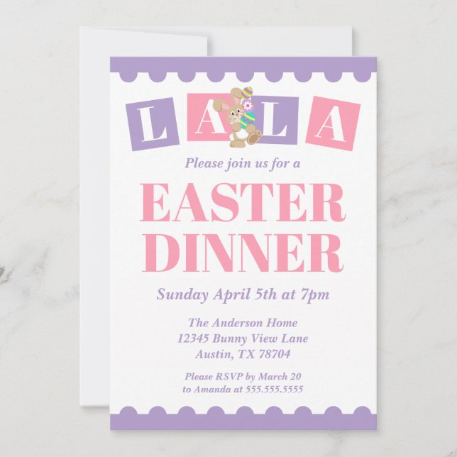 Invitación a la cena de Pascua La La (Anverso)