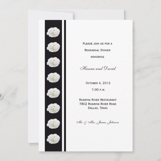 Invitación a la cena de Peony Boda (Anverso)