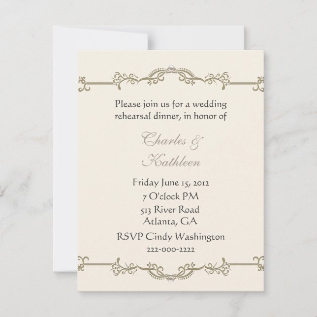 Invitación a la cena de personalizado Boda de Marf (Anverso)
