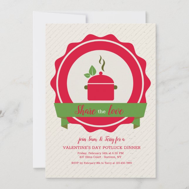 Invitación a la cena de Potluck (Anverso)