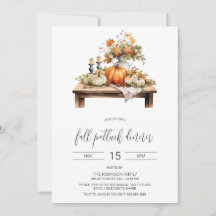 Invitación a la cena de Potluck otoño, Día de Acci
