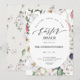 Invitación a la cena de primavera con acuarela flo