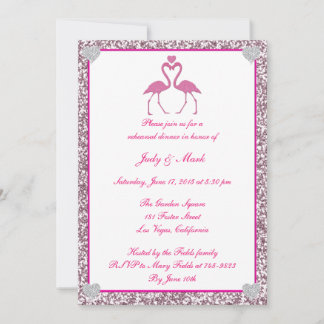Invitación a la cena de Purpurina de Flamingo Rosa