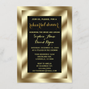 Invitación a la cena de Relieve metalizado dorado