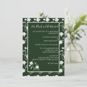 Invitación a la cena de Rosa verde esmeralda