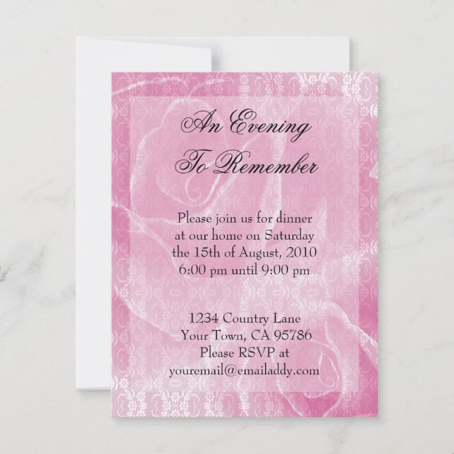 Invitación a la cena de Rosas de encaje mayores (Anverso)