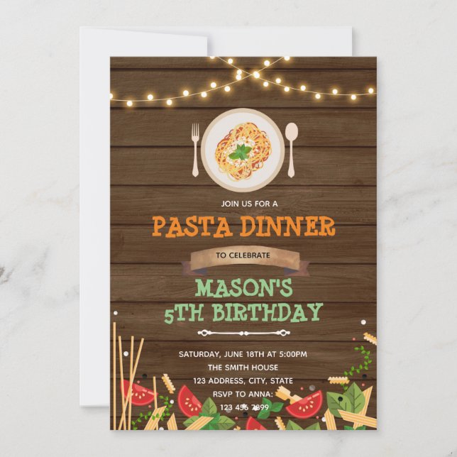 Invitación a la cena de Spaghetti (Anverso)