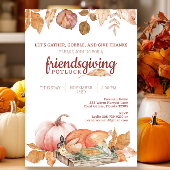 Invitación a la cena de The Fall Friendscome (Warm Friendsgiving Invitation)