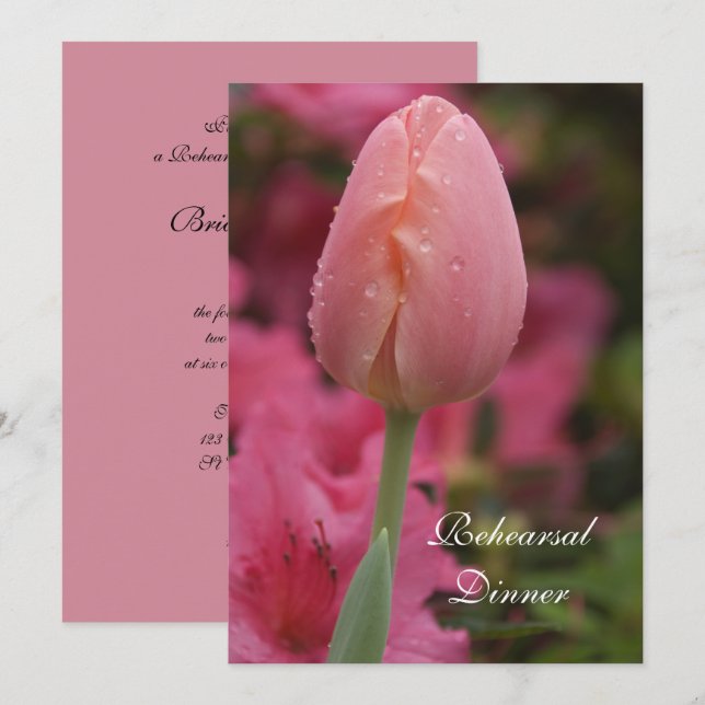 Invitación a la cena de un Boda de tulipanes de ja (Anverso / Reverso)